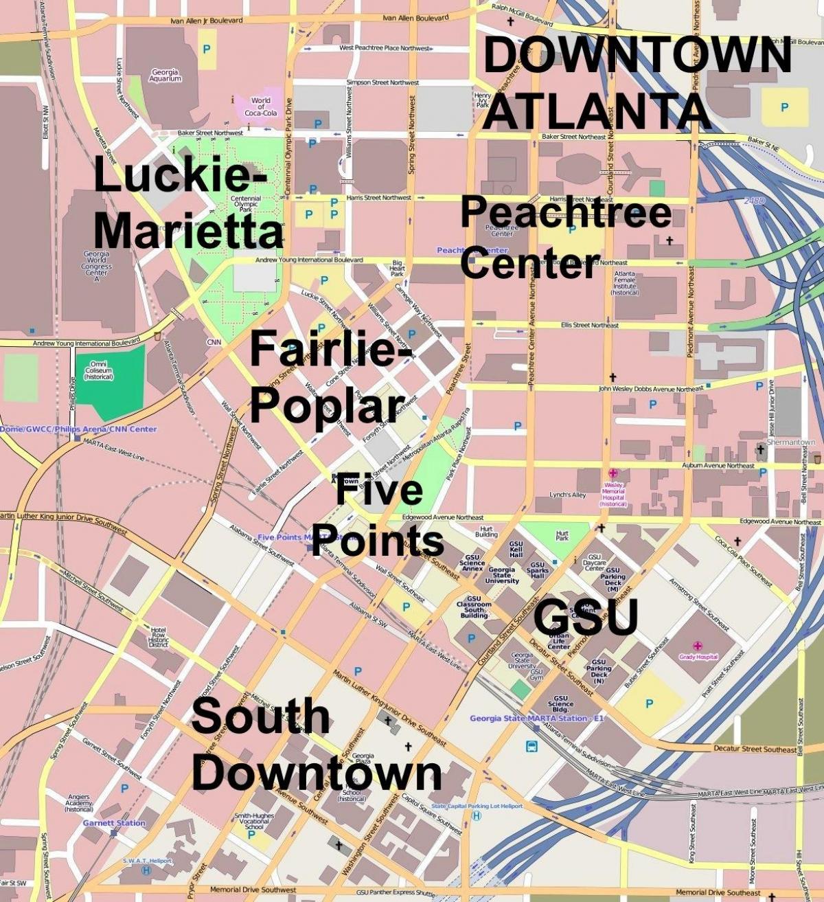 kaart downtown Atlanta