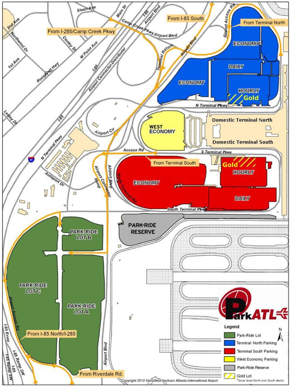 Atlanta Hartsfield lennujaama parkimine kaart