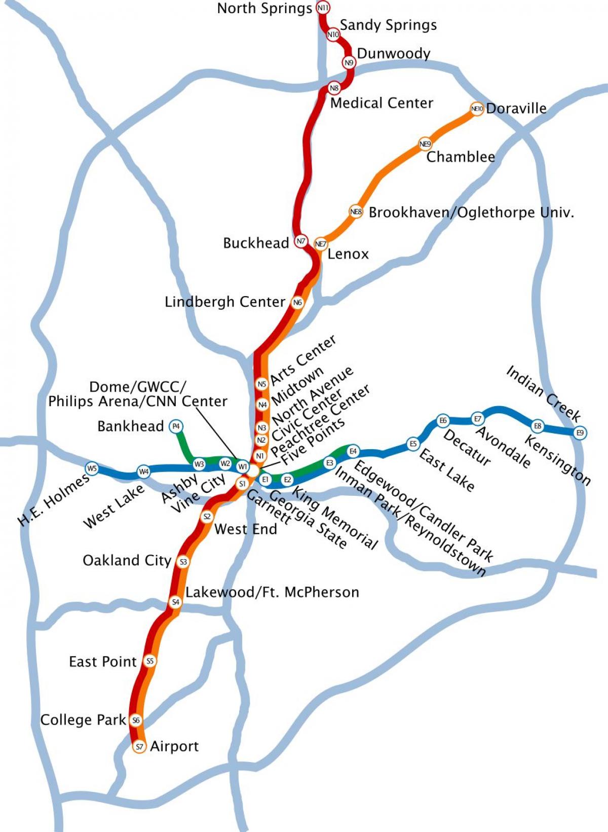 kaart metroo-Atlanta