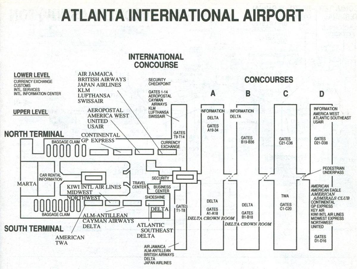 Atlanta airport international terminal kaart