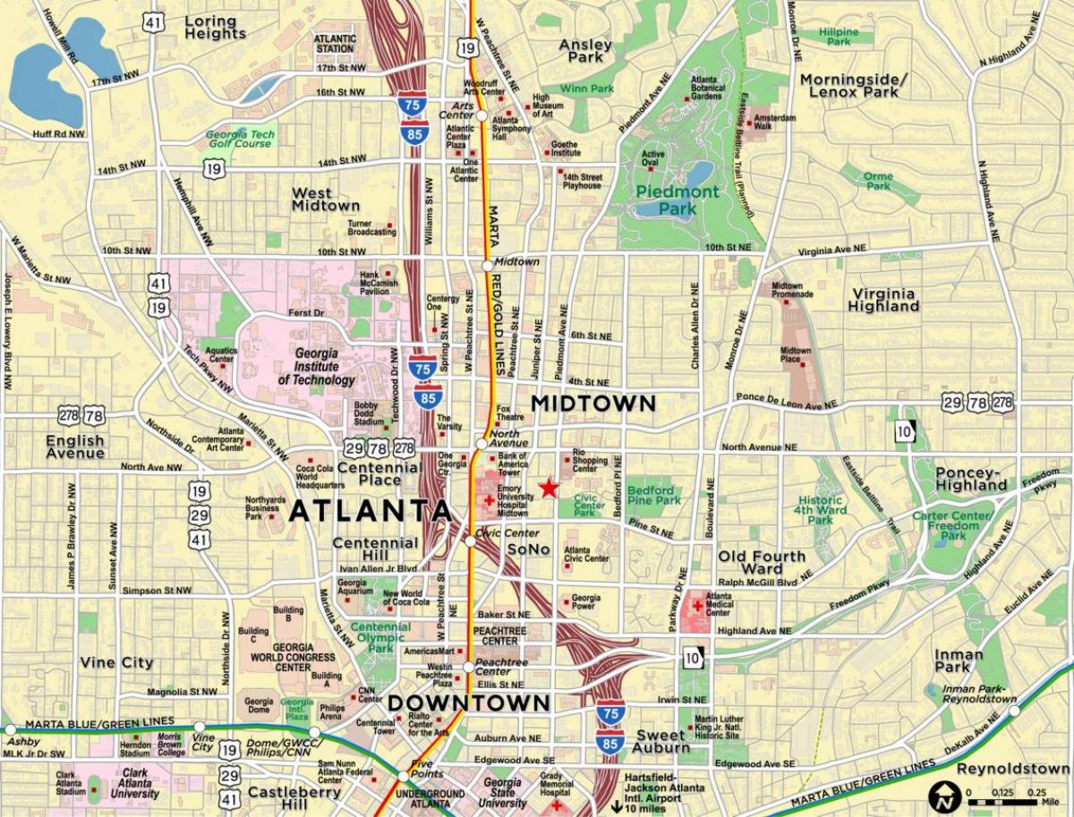 Midtown Atlanta Kaart 